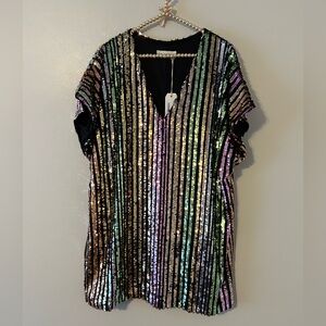 Sequin V-neck Mini dress. Size L NWT